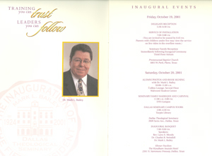 Inauguration Program for of Dr. Mark L. Bailey. Click for enlarged image.