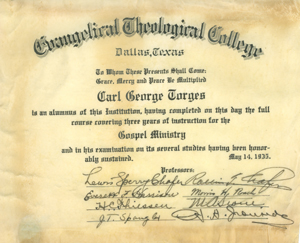 Diploma, 1935. Click for enlarged image.
