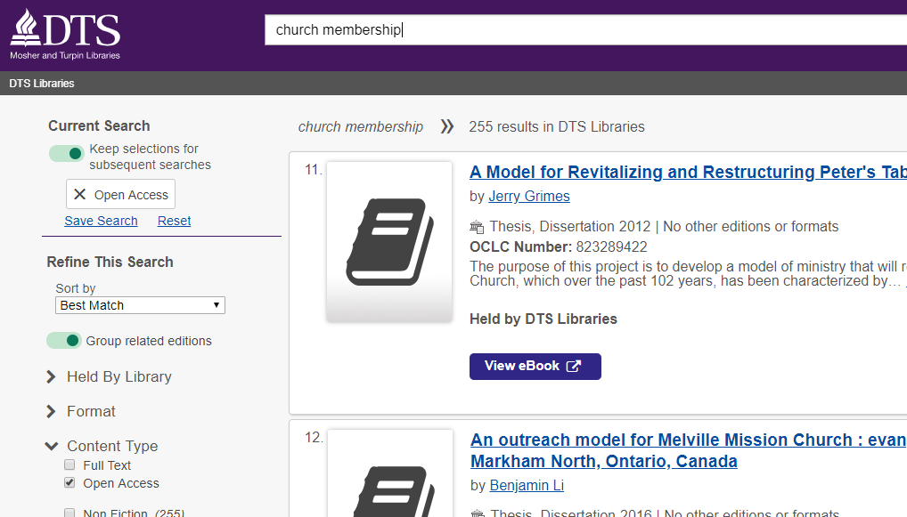 Electronic Research Resources for DTS Graduates