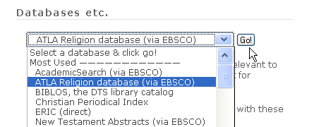 Drop down list of databases.